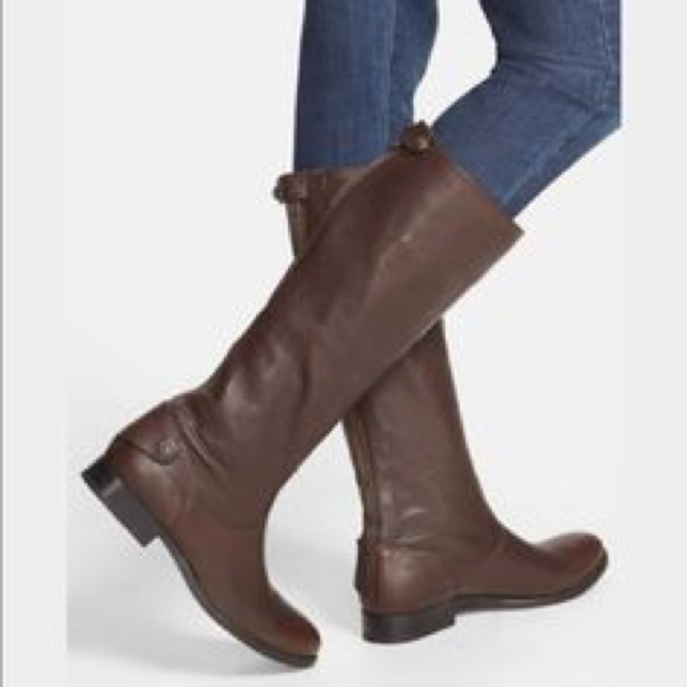 Frye Melissa Button Back Zip Dark Brown